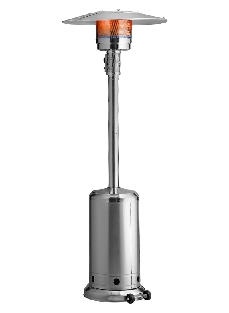 Patio Patio Heater Mushroom Style, Gas Mashroom Patio Heater Outdoor Garden Stainless Steel Wheels Quartz Glass Flame Tube 3-Fold Protection (Stainless Steel)  - Image 1