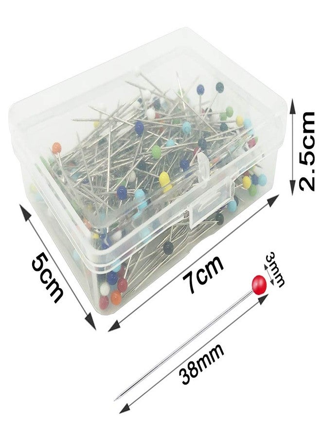 Benvo 250Pcs 1.5 Inch Sewing Pins with Glass Pearl Head Pins Straight Quilting Pins Multicolor Ball Head Pins with Hanging Plastic Contain Box for Fabric Dressmaker Jewelry Decoration - Image 2