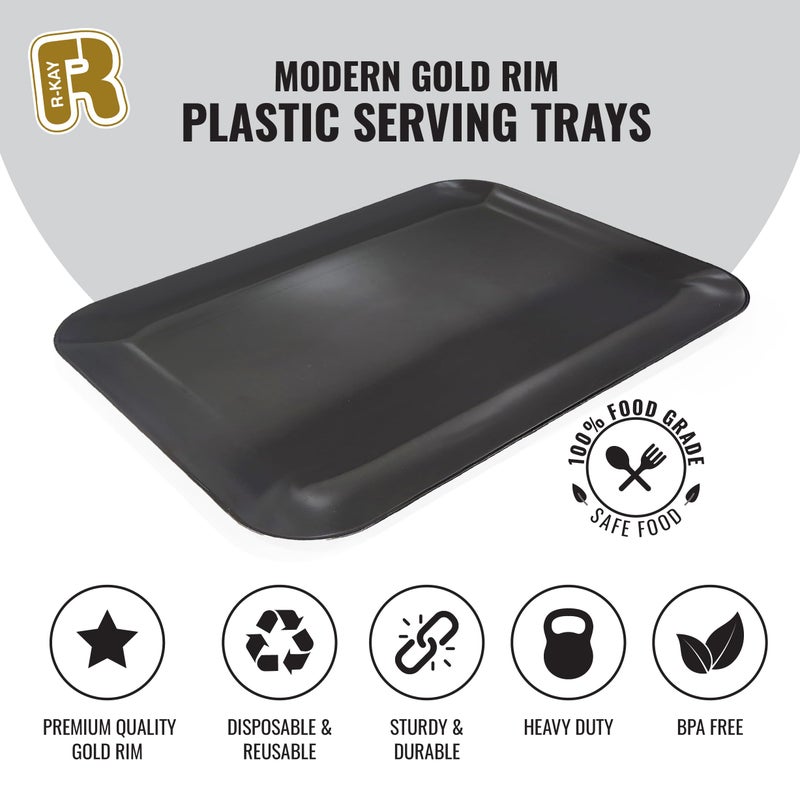 R-kay 3 Pack Black Plastic Serving Trays for Party - Black Serving Tray 8 x 11 Inch - Heavy Duty Dessert Trays for Food - Rectangular Party Serving Trays for Entertaining - Image 5