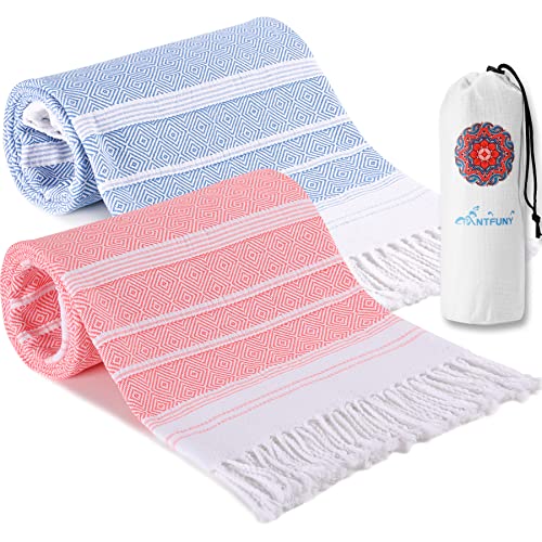 Antfuny 2 Packs Turkish Beach Towels Quick Dry Sand Free Soft Absorbent Extra Large Xl Big Blanket Adult Oversized Bath Towel Lightweight Thin Sandless Fast Drying Compact No Sand Packable Vacation Essentials - Image 3