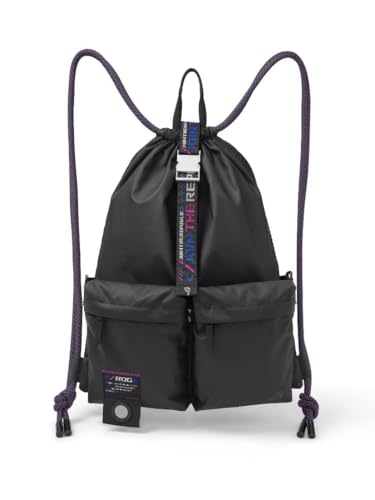 ASUS ROG Slash BD3700 Multi-use Drawstring Bag with Zinc Alloy Buckle, ROG Slash Pattern Strap, Water-Resistant Inner Zip Pocket, Versatile Carrying Options, Suitable for up to 15.6-inch Laptop - Image 1