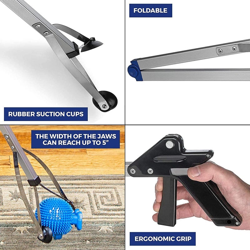 MEDca Reacher Grabber Tool 2Pack Gripping Device Lightweight Durable Folding Claw Extends Arm Reach to 32 Inches Ideal Indoor and Outdoor Reaching Mobility Aid and Trash Grabber Picker Upper Tool  - Image 3