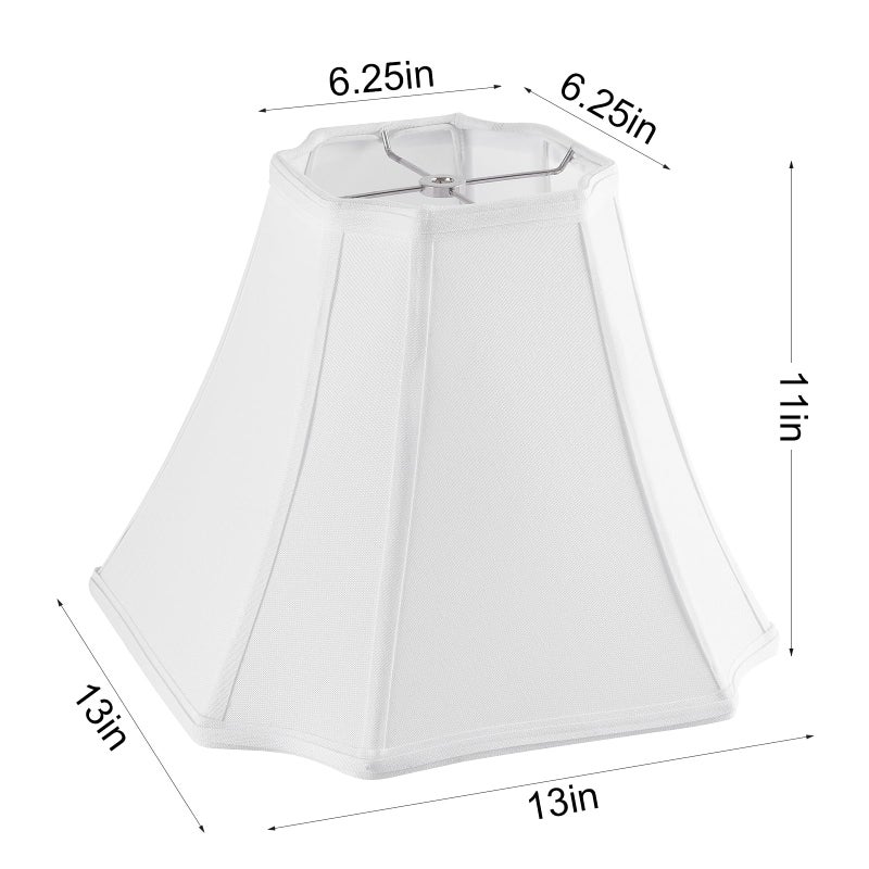 PIKOPIKO Pure White Linen Square Cut Corner Bell Lamp Shade Medium Lampshade 6.25Ã—6.25''Top13Ã—13''BottomÃ—11''Hight(Spider) Rustic Lamp Shade for Table & Floor Lamp - Lampshade Replacement - Image 3