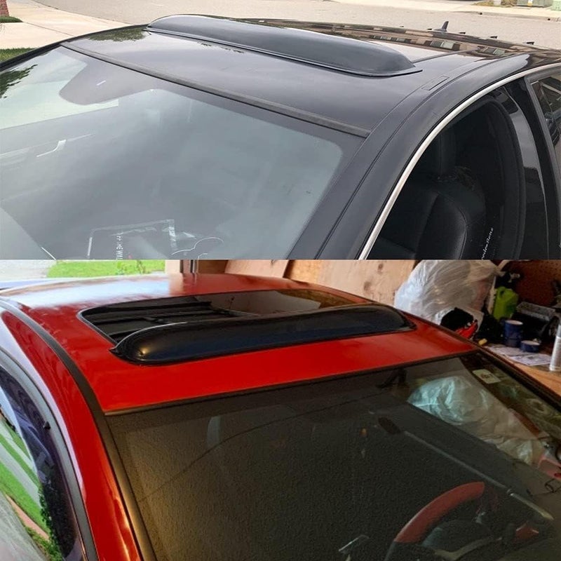 Kucaruce 43" 1100mm Universal Fit Rain Snow Guard Sun roof Wind Deflector, 1pcs Dark Smoke Tap on Auto Moonroof/Waterproof Window Visor with Double Side Tape RN110 - Image 5