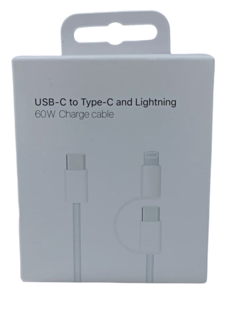 USB C to C Cable 1.2M 60W PD Fast Data Transfer Cable with iPhone Lightening Jack Compatible for iPhone 16 15 14 13, MacBook Pro/Air,iPad Pro, Samsung S24/S24 ultra,Huawei Lenovo - Image 1