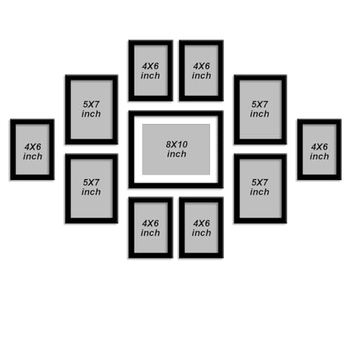 Stuthi Arts Photo Frame Set of 11 Picture Frames for Wall Hanging (8x10-1,5x7-4,4x6-6) | Photo Collage Wood Wall Mount Gift For Best Friend Boy & Girl | Customized Wall Hanging Photo Frame, | Picture Frame For Gift | (Black) - Image 3