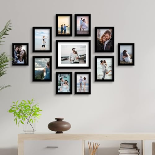 Stuthi Arts Photo Frame Set of 11 Picture Frames for Wall Hanging (8x10-1,5x7-4,4x6-6) | Photo Collage Wood Wall Mount Gift For Best Friend Boy & Girl | Customized Wall Hanging Photo Frame, | Picture Frame For Gift | (Black) - Image 1