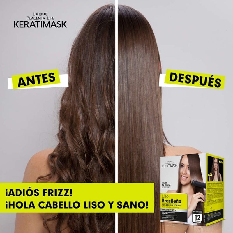 Be Natural PLACENTA LIFE KERATIMASK Brazilian Straightening Kit with Keratin and Hyaluronic Acid - Keratin Treatment- Get a perfect smooth, shiny and silky- Formaldehyde FREE - Image 4