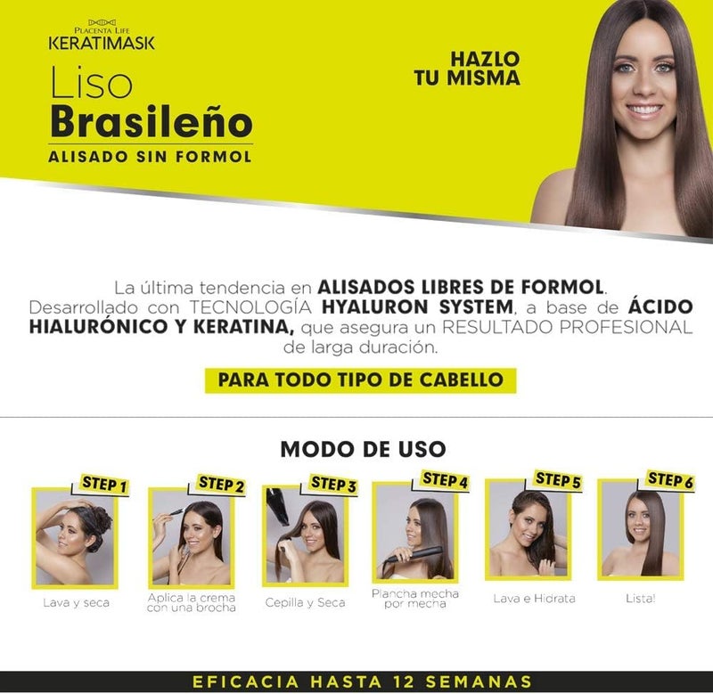 Be Natural PLACENTA LIFE KERATIMASK Brazilian Straightening Kit with Keratin and Hyaluronic Acid - Keratin Treatment- Get a perfect smooth, shiny and silky- Formaldehyde FREE - Image 2