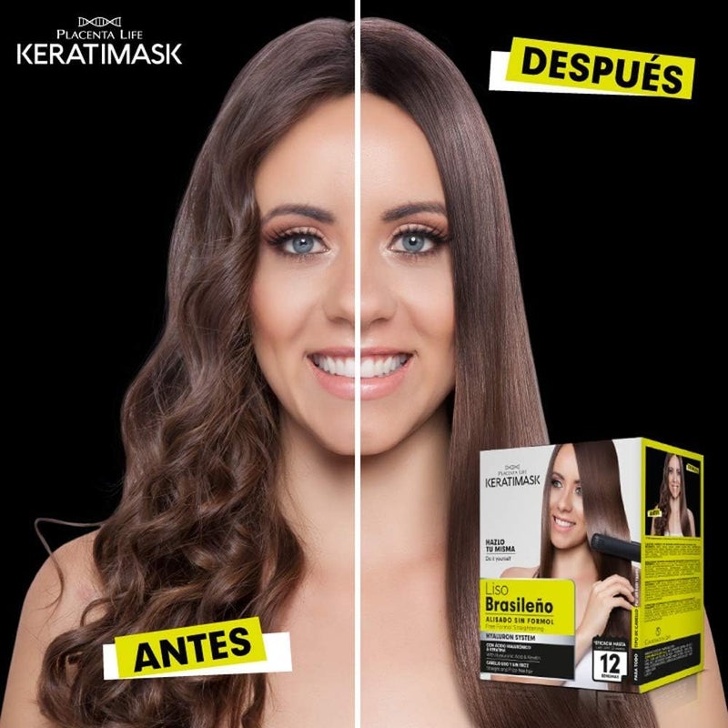 Be Natural PLACENTA LIFE KERATIMASK Brazilian Straightening Kit with Keratin and Hyaluronic Acid - Keratin Treatment- Get a perfect smooth, shiny and silky- Formaldehyde FREE - Image 3