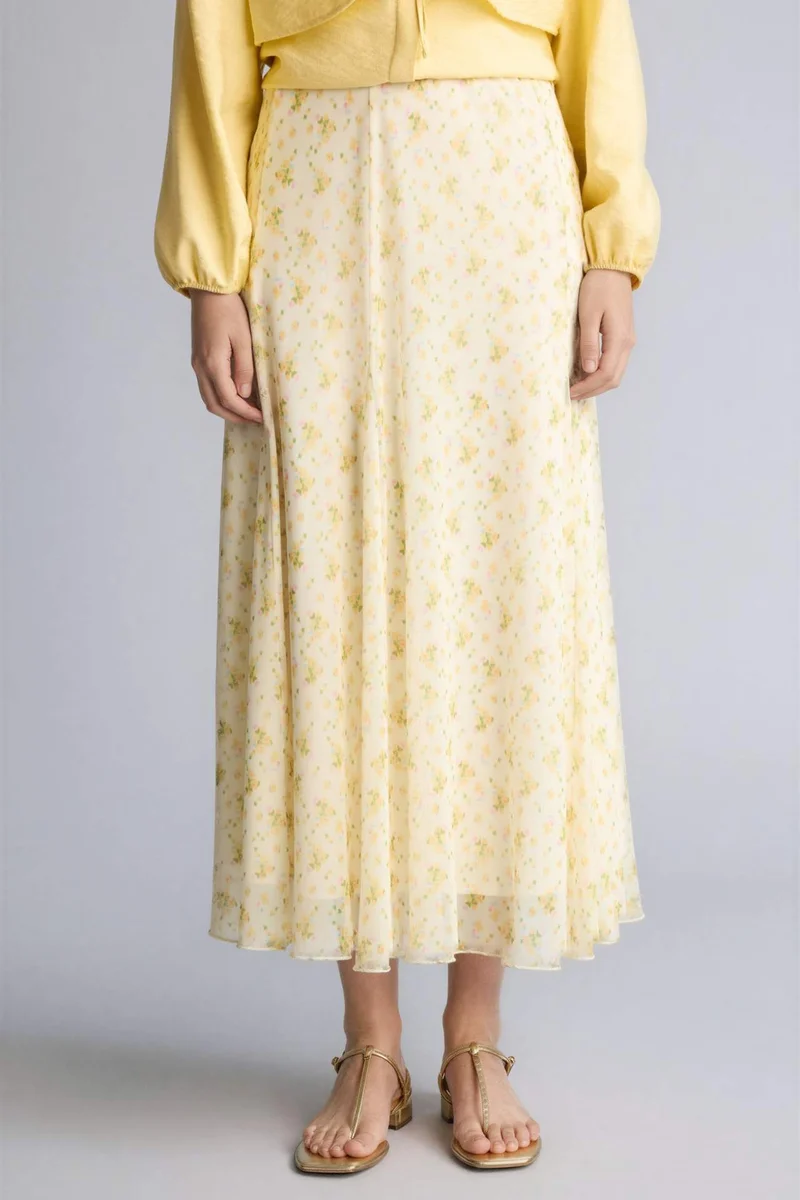 DeFacto A Cut Printed Tulle Knitted Skirt