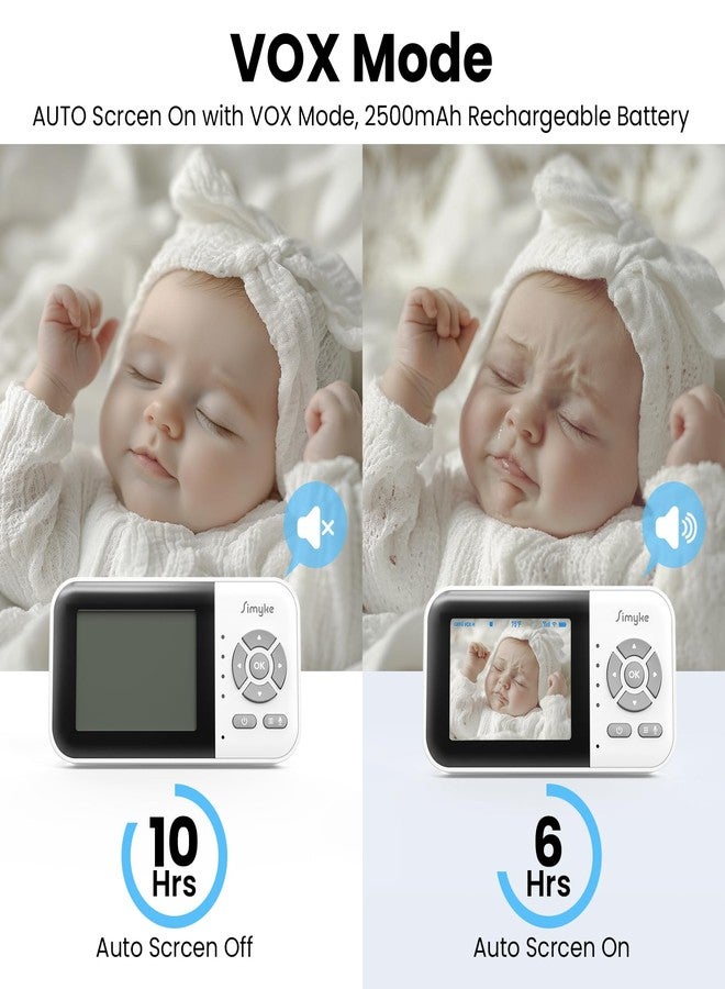Simyke 2Cameras Video Baby Monitor,Two Mode,2.8'' IPS Display Screen,Night Vision,2-Way Talk,1200ft Long Range,VOX,Lullaby,Free Smart Phone App, Works with iOS, Android,Ideal for Baby/Elderly/Pet - Image 5
