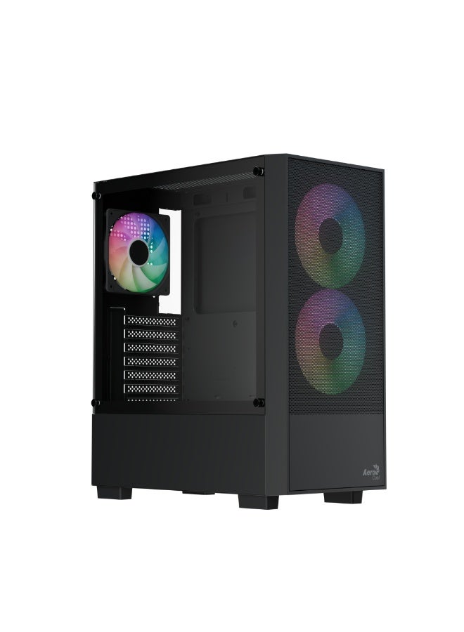 AeroCool B508A Flow Mid-Tower Case | 5 Pre-Installed ARGB Fans | High-Airflow Mesh Front | Tempered Glass Side Panel | Supports ATX/mATX/Mini-ITX | GPU Up to 340mm | 280mm Liquid Cooling Support | Magnetic Dust Filters | Spacious Cable Management | Builder Series PC Case | Black Gaming Case with Enhanced Cooling