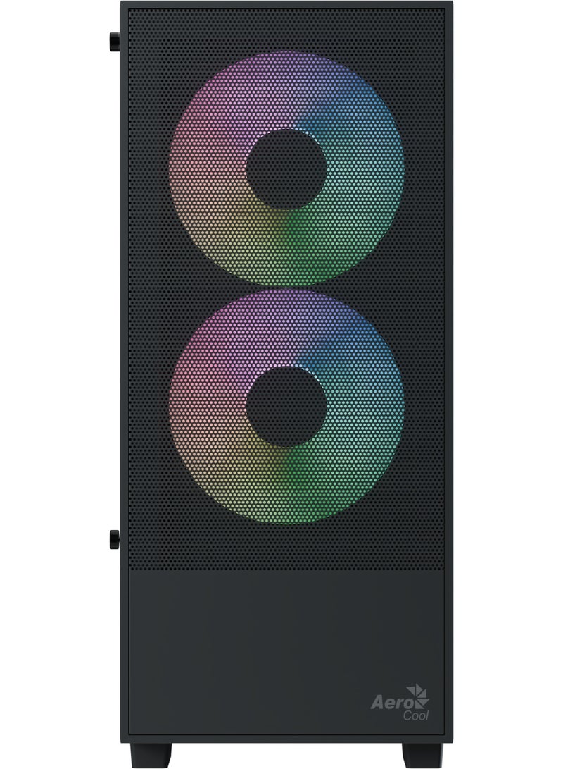 AeroCool B508A Flow Mid-Tower Case | 5 Pre-Installed ARGB Fans | High-Airflow Mesh Front | Tempered Glass Side Panel | Supports ATX/mATX/Mini-ITX | GPU Up to 340mm | 280mm Liquid Cooling Support | Magnetic Dust Filters | Spacious Cable Management | Builder Series PC Case | Black Gaming Case with Enhanced Cooling - Image 2