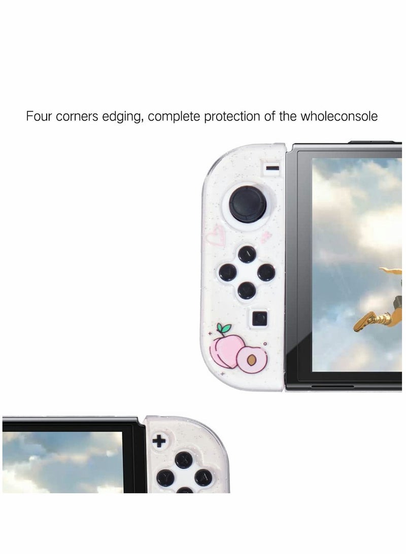 Cute Peach Crystal Hard Shell TPU Protective Case for Nintendo Switch OLED - Shock-Absorbing, Anti-Scratch, Anti-Slip Skin Grip Cover (Peach) - Image 2