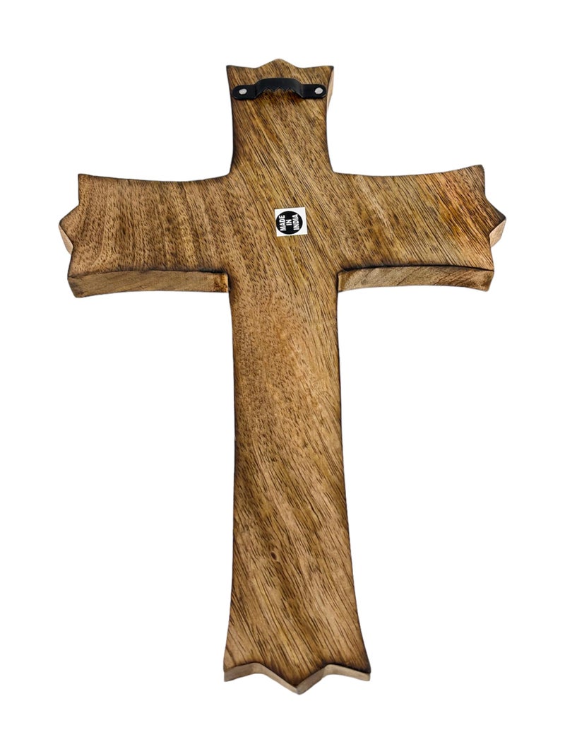 S.B.ARTS Wooden Cross 10 Inches Handmade Catholic Crucifix Wood Wall Cross Christians Spiritual Hanging Ornament Church Wall Decor For Home Office Living Room Long Hand Carved Ideal Christmas Gift for Women - Image 5