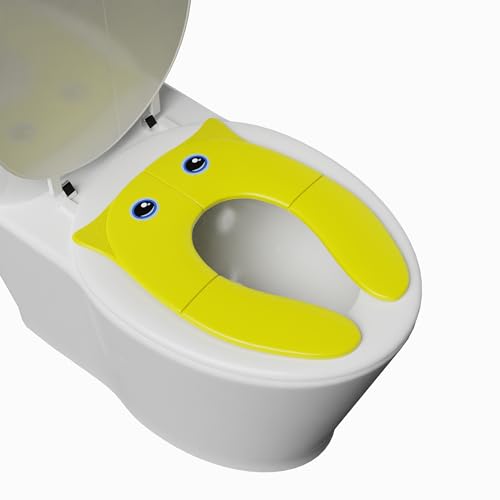 TECHHARK® Baby Potty Training Toilet Seat for Boys And Girls Kids, Non-Slip with Splash Guard, Fits Round & Oval Toilets, (TRAVEL YELLOW) - Image 1