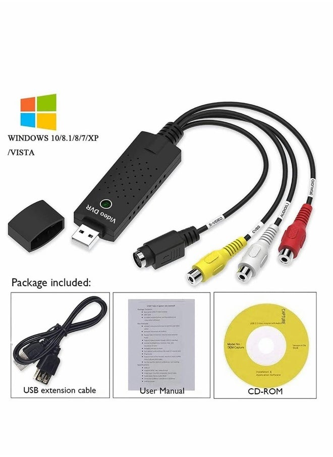 ماركة غير محددة محول USB 2.0 للصوت والفيديو، محول VHS إلى رقمي، بطاقة التقاط الفيديو لتحويل VCR والتلفزيون إلى DVD، ملحق يدعم ماك وبي سي  - Image 2