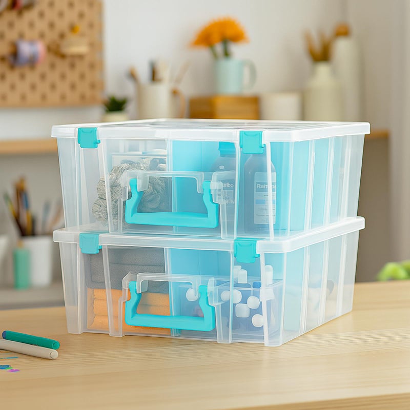 ArtBin Super Satchel Double Deep Compartment Box - Art Storage with 8 Removable Compartments, Smart Closure for Craft Supplies - Image 3