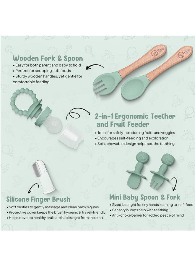 O'doe Baby Weaning Set - 15 Pcs Silicone Baby Feeding Set with Suction Plate, Bowl, Bib, Sippy Cup, Fruit Feeder, Freezer Tray - Image 5