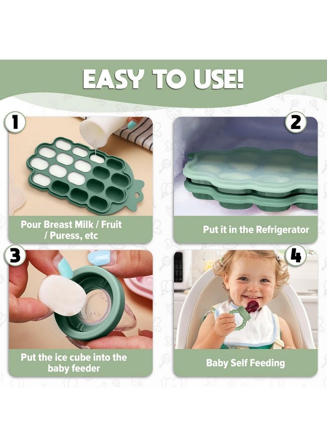 O'doe Baby Weaning Set - 15 Pcs Silicone Baby Feeding Set with Suction Plate, Bowl, Bib, Sippy Cup, Fruit Feeder, Freezer Tray - Image 3