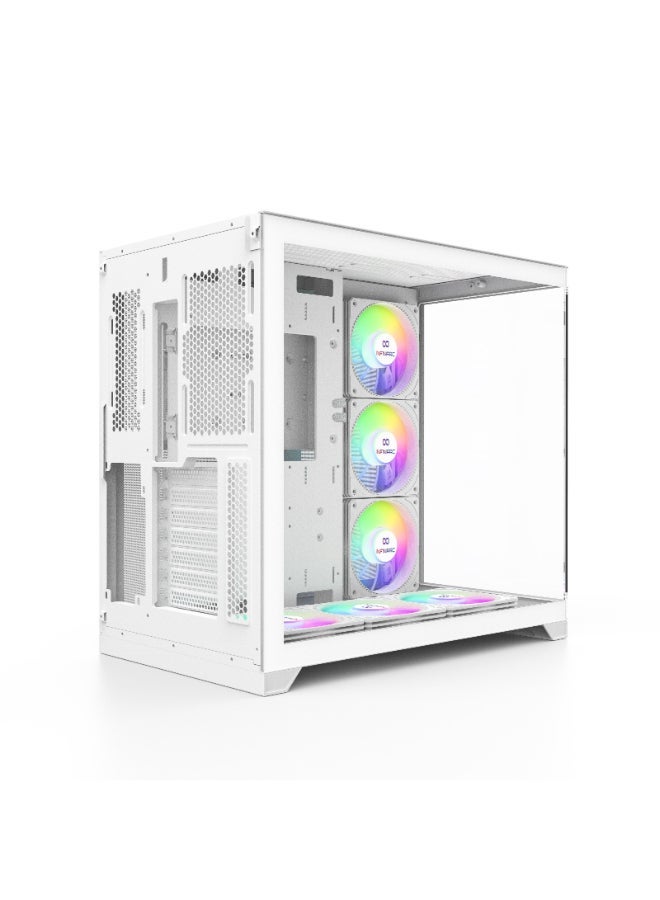 انفني ارك حاسوب ألعاب INFINIARC RTX 5060 المكتبي (هيكل مكعب، لوحة أم B650، بطاقة رسومات RTX 5060 سعة 8 جيجابايت، معالج AMD Ryzen 5، ذاكرة RAM سعة 16 جيجابايت DDR5، SSD سعة 1 تيرابايت M.2، مبرد هواء ARGB رقمي، مزود طاقة 650 واط، ويندوز برو) أبيض - Image 3
