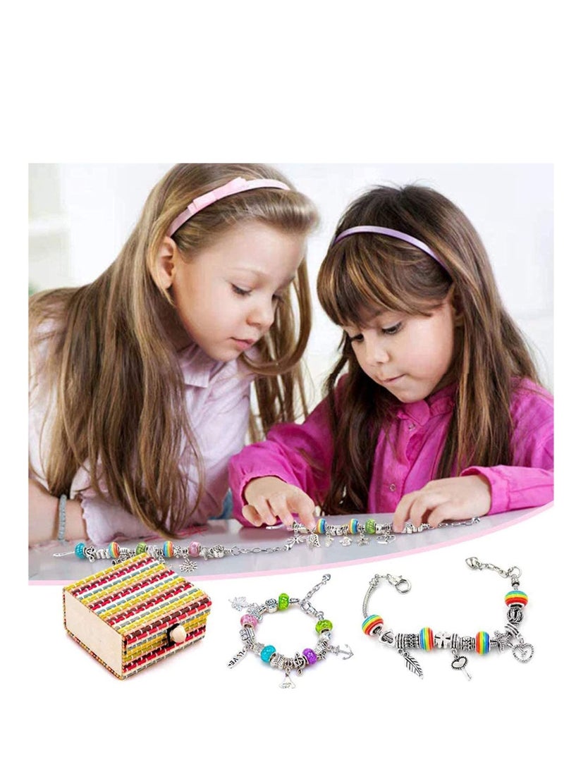 SYOSI Girls Charm Bracelet Making Set Girls Jewellery Making Kits For Kids Nice Gifts For Girls, Present For 8 12 Year Old Girl DIY Silver Plated Bead Snake Chain Jewelry Bracelet - Image 4