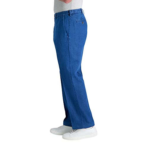 Haggar mens Casual Classic Fit Denim Trouser Pant - Regular and Big & Tall Sizes jeans, Medium Stonewash, 36W x 30L US - Image 3