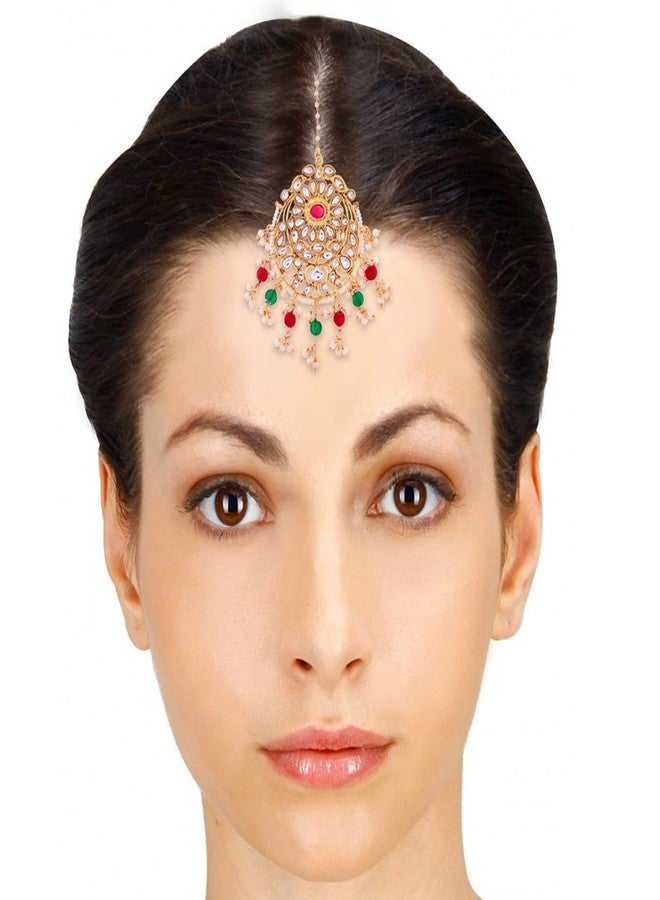 مانغ تيكا تقليدية من اللؤلؤ الكوندان مع خرز متعدد الألوان - Image 2