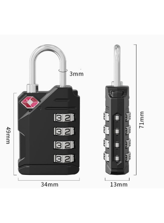 4 Digit Combination Steel Tsa Luggage Lock - Black - Image 2