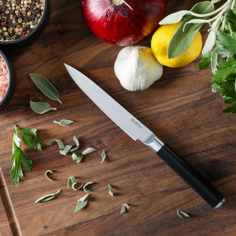 Babish 5-Inch Forged Utility Knife â€“ High-Carbon 1.4116 German Steel Full Tang Kitchen Knife for Precision Cutting and Durability - Image 2