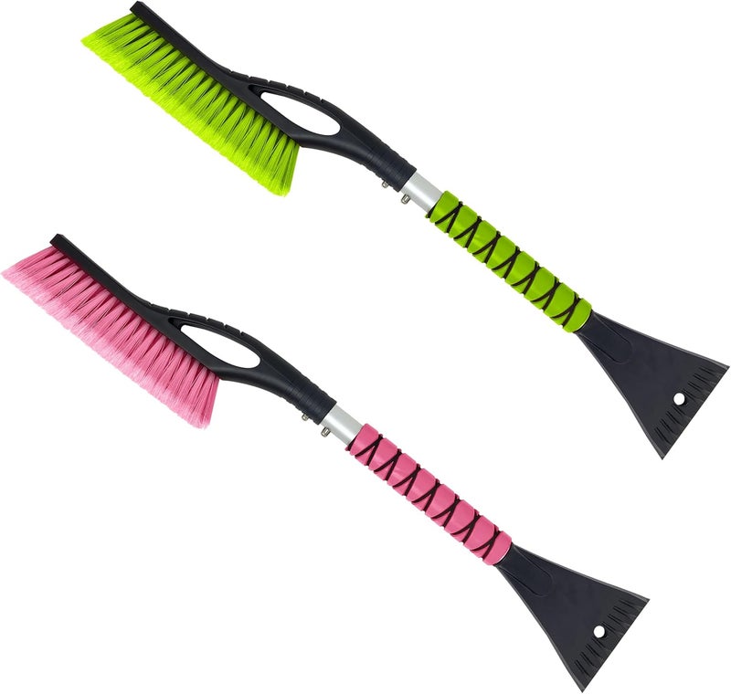 Autovir 27" Car Snow Brush and Ice Scrapers for Windshield (2 Pack) - Ergonomic Foam Grip, Winter Car Accessories - Image 1