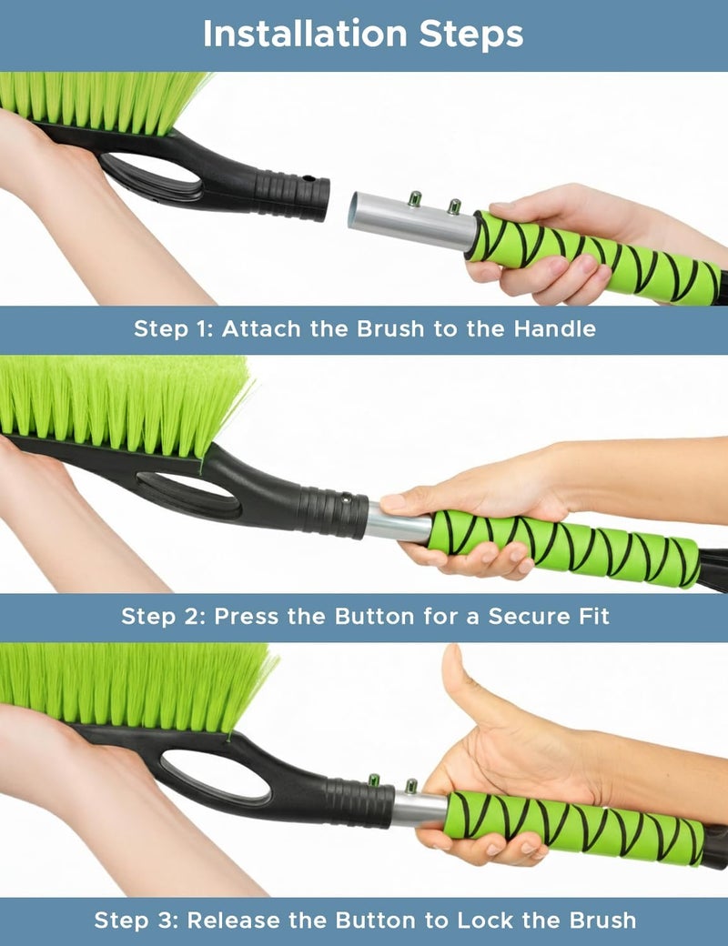 Autovir 27" Car Snow Brush and Ice Scrapers for Windshield (2 Pack) - Ergonomic Foam Grip, Winter Car Accessories - Image 4
