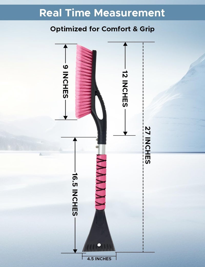 Autovir 27" Car Snow Brush and Ice Scrapers for Windshield (2 Pack) - Ergonomic Foam Grip, Winter Car Accessories - Image 2