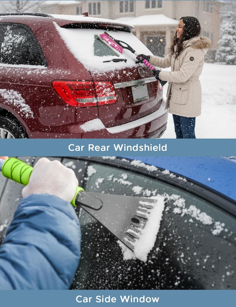 Autovir 27" Car Snow Brush and Ice Scrapers for Windshield (2 Pack) - Ergonomic Foam Grip, Winter Car Accessories - Image 3
