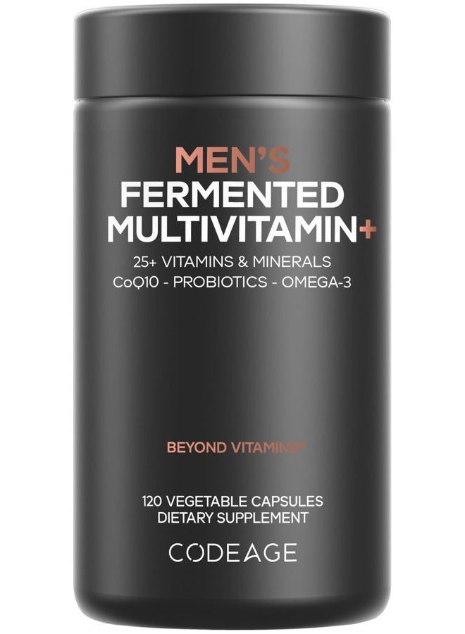 Men's Daily Multivitamin – 25+ Essential Vitamins & Minerals, Organic Whole Foods, Probiotics, Omega-3, Zinc, Vitamins A, B, C, D, E & K – 120 Capsules