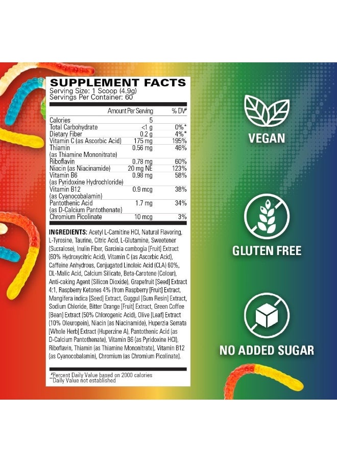EHP Labs Oxyshred Thermogenic Fat Burner By - Weight Loss Supplement, Energy Booster, Pre-Workout, Metabolism Booster, Water Cut 60 Servings (Gummy Snake)  - Image 3