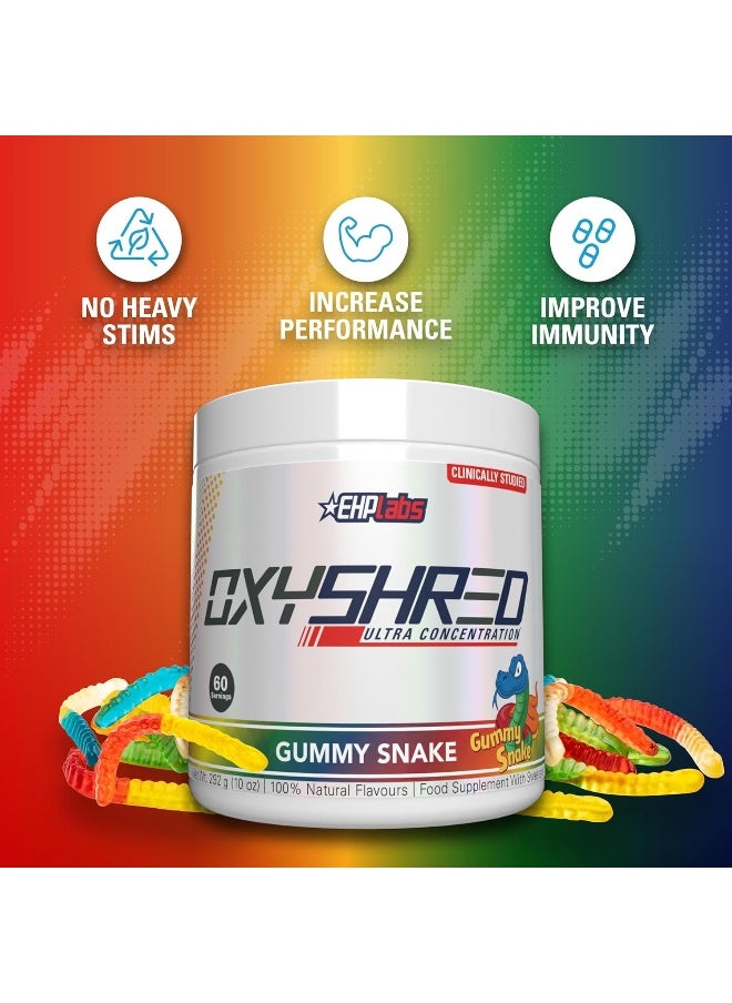 EHP Labs Oxyshred Thermogenic Fat Burner By - Weight Loss Supplement, Energy Booster, Pre-Workout, Metabolism Booster, Water Cut 60 Servings (Gummy Snake)  - Image 5
