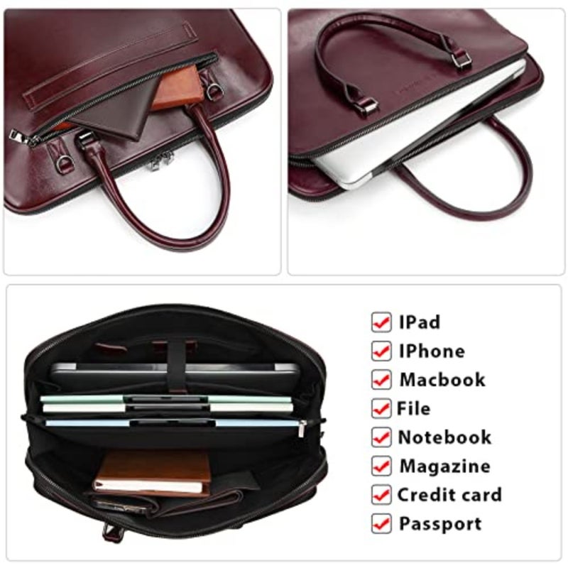 Laptop Messenger shoulder bag: Genuine Leather work Briefcase 13.3 designer Satchel handbag - Image 4