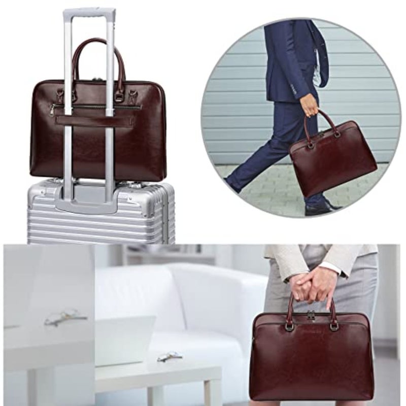 Laptop Messenger shoulder bag: Genuine Leather work Briefcase 13.3 designer Satchel handbag - Image 5