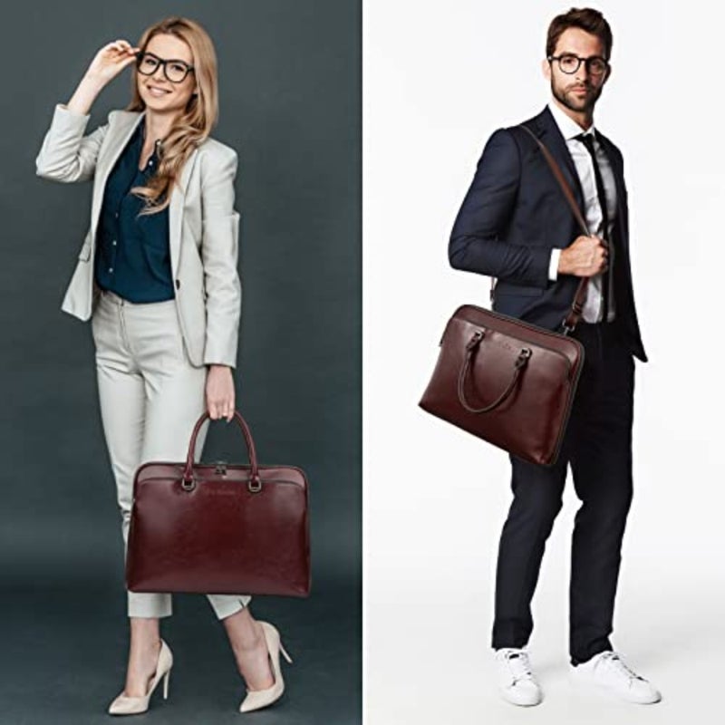 Laptop Messenger shoulder bag: Genuine Leather work Briefcase 13.3 designer Satchel handbag - Image 2