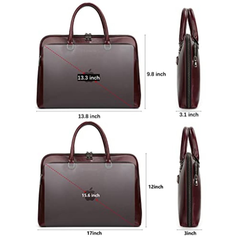 Laptop Messenger shoulder bag: Genuine Leather work Briefcase 13.3 designer Satchel handbag - Image 3