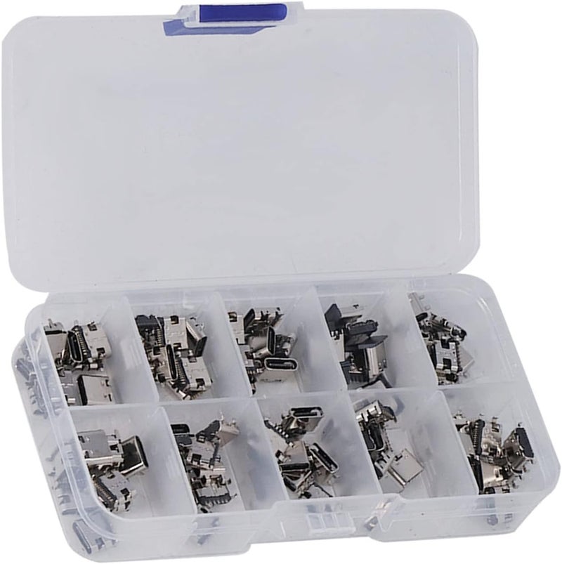 Greensen Type C USB Female Plug Connector, Socket Stainless Steel Construction, 100Pcs Assortment Set, Assortiment USB with Design for Computers and Projects - Image 3