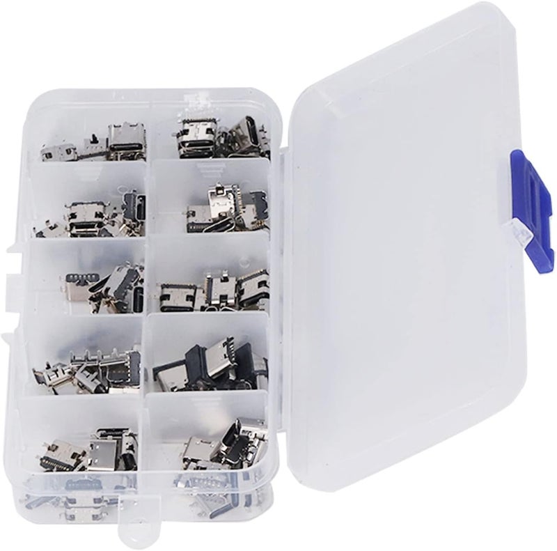 Greensen Type C USB Female Plug Connector, Socket Stainless Steel Construction, 100Pcs Assortment Set, Assortiment USB with Design for Computers and Projects - Image 2