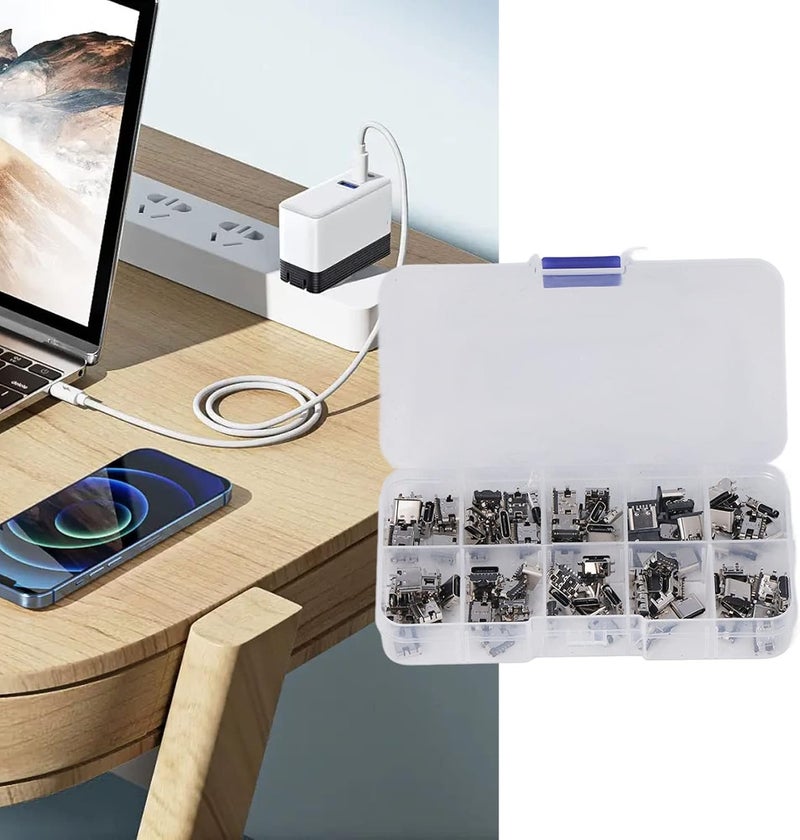 Greensen Type C USB Female Plug Connector, Socket Stainless Steel Construction, 100Pcs Assortment Set, Assortiment USB with Design for Computers and Projects - Image 5