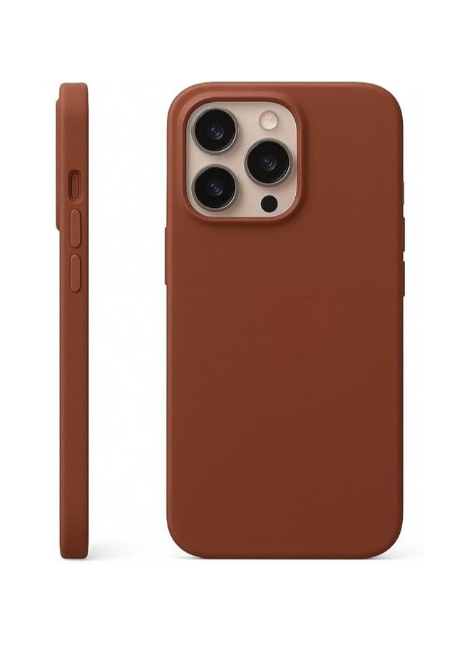 16 Pro Max Liquid Gel Silicone - Protective Cover with Microfiber Interior, Soft Silky Touch, Anti-Scratch, Thin Shockproof Cover - Reddish Brown - Image 3