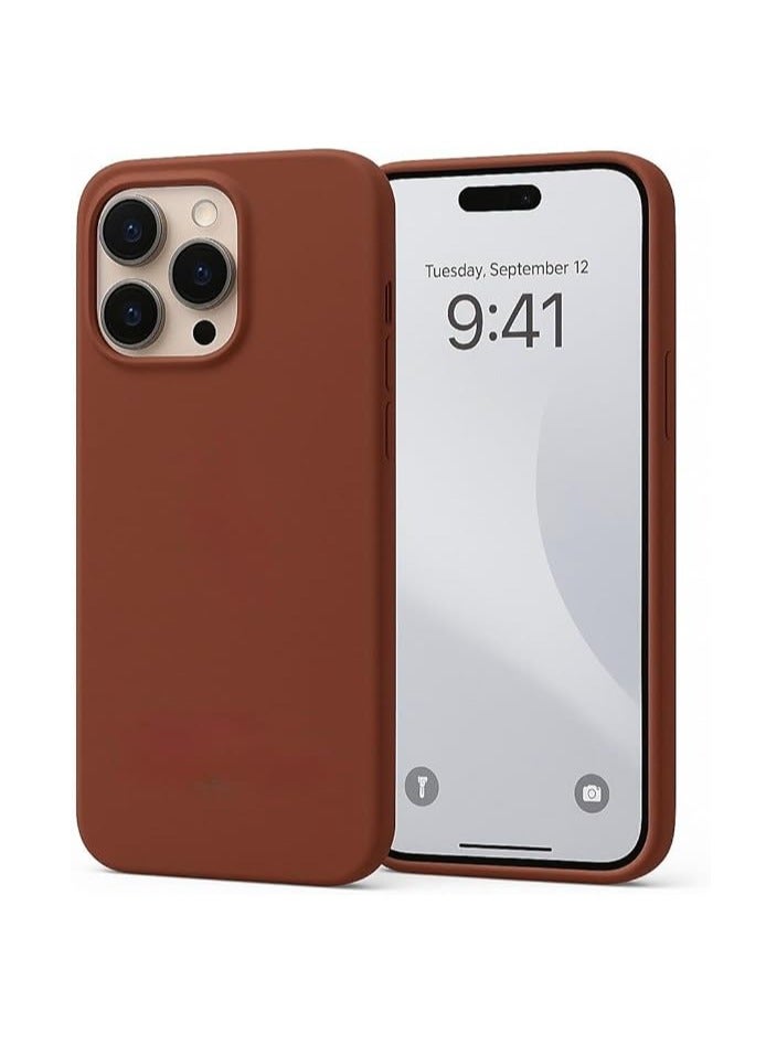 16 Pro Max Liquid Gel Silicone - Protective Cover with Microfiber Interior, Soft Silky Touch, Anti-Scratch, Thin Shockproof Cover - Reddish Brown - Image 1