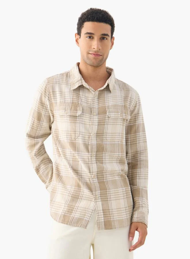 Lee Cooper Checked Shirt with Pockets and Long Sleeves
