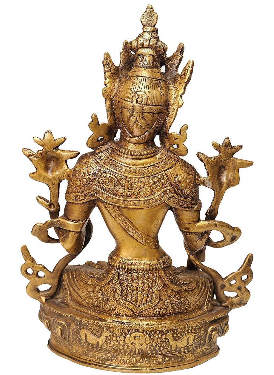 Idol Collections Dattatreya Tibetan Buddhist Goddess White Tara Brass Statue Color Natural Brass Color  - Image 2