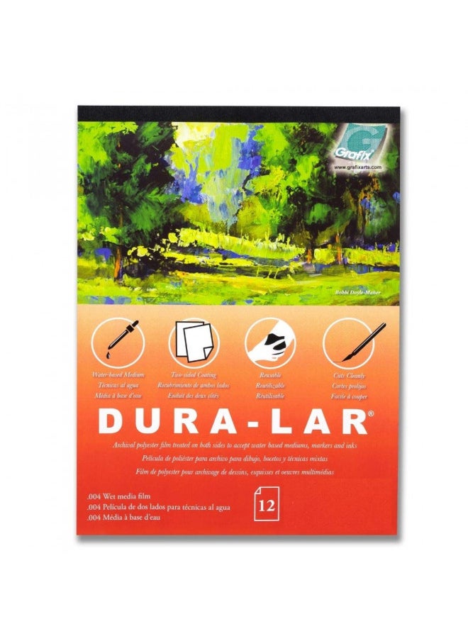 Grafix Grafix Dura-Lar 004 Film Coated to Accept Water Based Mediums, Perfect for Watercolor, Planning Compositions, Painting Surfaces or Printmaking, 9 x 12, Wet Media, 12 Count  - Image 1